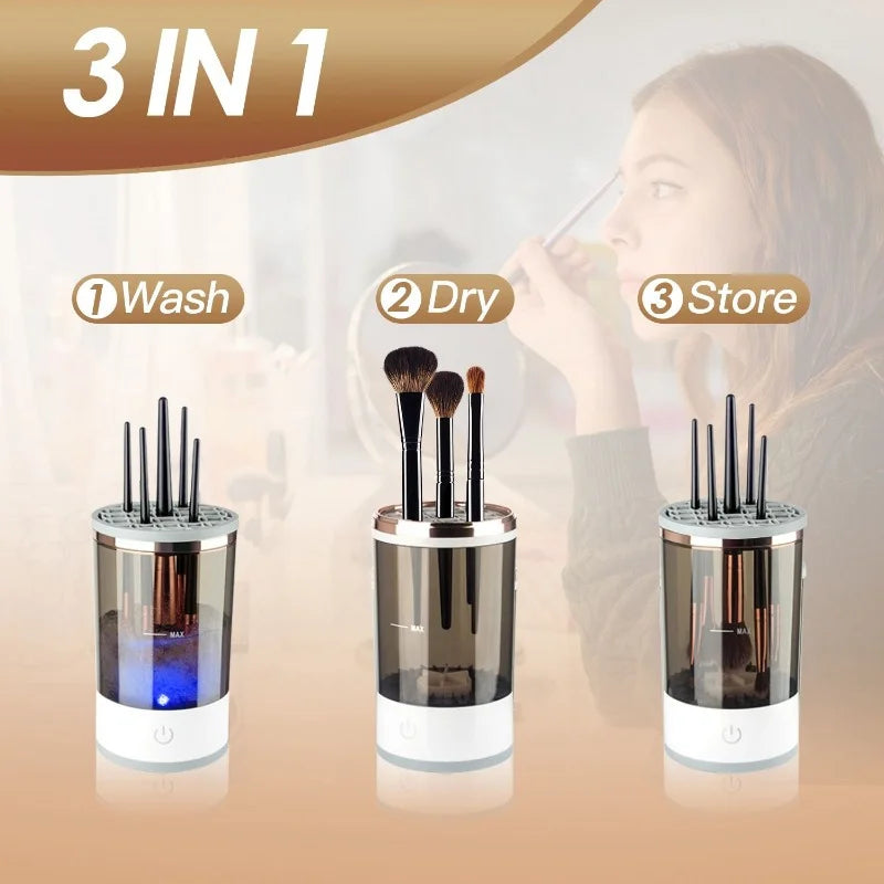 Smart Electric Makeup Brush Cleaner USB Charging Eyeshadow Brush Holder Low Temperature Drying Anti Fried Hair Lazy Beauty Tool