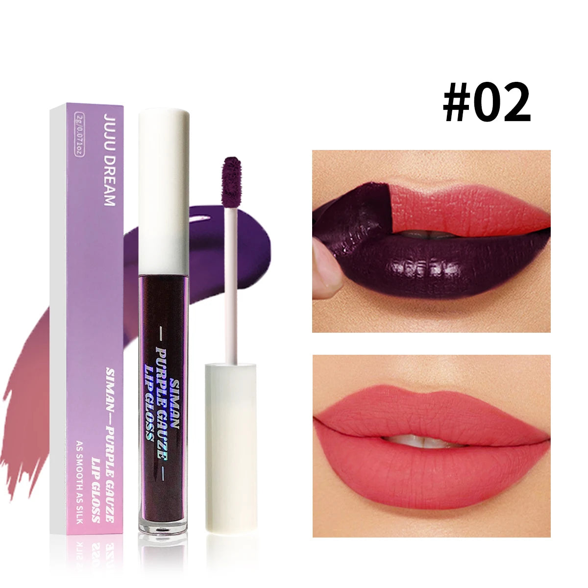 1/3 pcs peel off lip gloss, blue-purple, matte, long-lasting, waterproof, moisturizing - the Perfect gift，Halloween stage makeup
