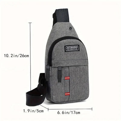 Men's Functional Chest Bag, Suitable for Business Trips and Travel, Single Shoulder Bag, Single-Layer Pocket, Nylon Material
