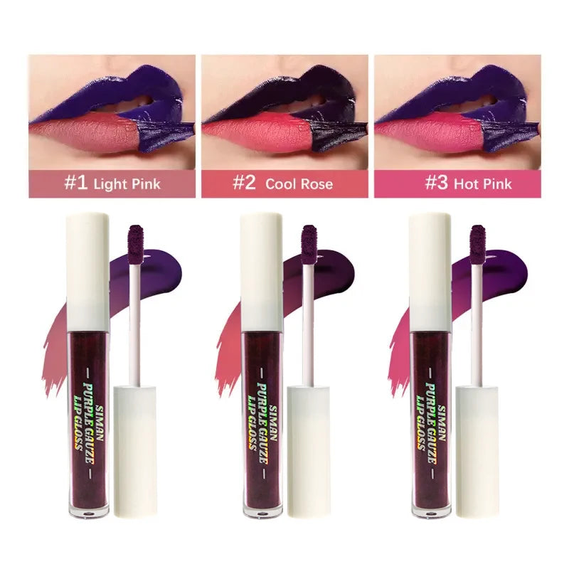 1/3 pcs peel off lip gloss, blue-purple, matte, long-lasting, waterproof, moisturizing - the Perfect gift，Halloween stage makeup