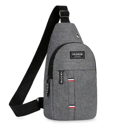 Men's Functional Chest Bag, Suitable for Business Trips and Travel, Single Shoulder Bag, Single-Layer Pocket, Nylon Material
