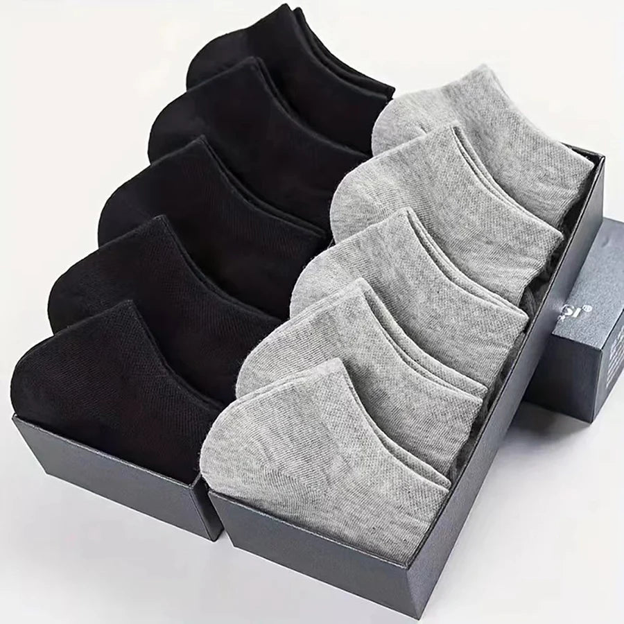 1/5/10 Pairs Comfortable Men's Women's Socks Casual Short Solid Color Spring Summer Boat Sock Fashionable Round Neck Ankle Socks