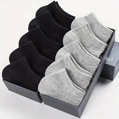 1/5/10 Pairs Comfortable Men's Women's Socks Casual Short Solid Color Spring Summer Boat Sock Fashionable Round Neck Ankle Socks