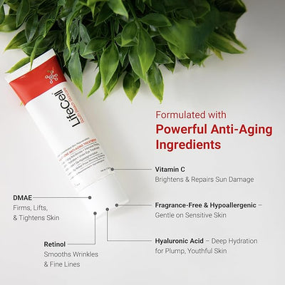 Lifecell South Beach Anti-Aging  Skin Care Reduces Wrinkles, Fine Lines, Dark Circles & Sun Damage – Retinol, Vitamin C, DMAE & Hyaluronic Acid – Fragrance-Free, for All Skin Types