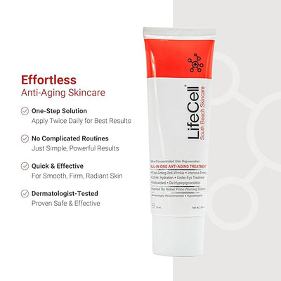 Lifecell South Beach Anti-Aging  Skin Care Reduces Wrinkles, Fine Lines, Dark Circles & Sun Damage – Retinol, Vitamin C, DMAE & Hyaluronic Acid – Fragrance-Free, for All Skin Types