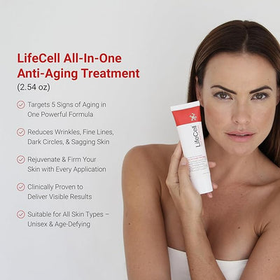 Lifecell South Beach Anti-Aging  Skin Care Reduces Wrinkles, Fine Lines, Dark Circles & Sun Damage – Retinol, Vitamin C, DMAE & Hyaluronic Acid – Fragrance-Free, for All Skin Types