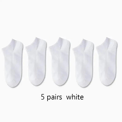 1/5/10 Pairs Comfortable Men's Women's Socks Casual Short Solid Color Spring Summer Boat Sock Fashionable Round Neck Ankle Socks