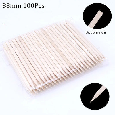 100/50pcs Nail Art Pusher Orange Wood Sticks Cuticle Pusher Remover Rhinestones Dotting Removal Manicure Pedicure Care Tools