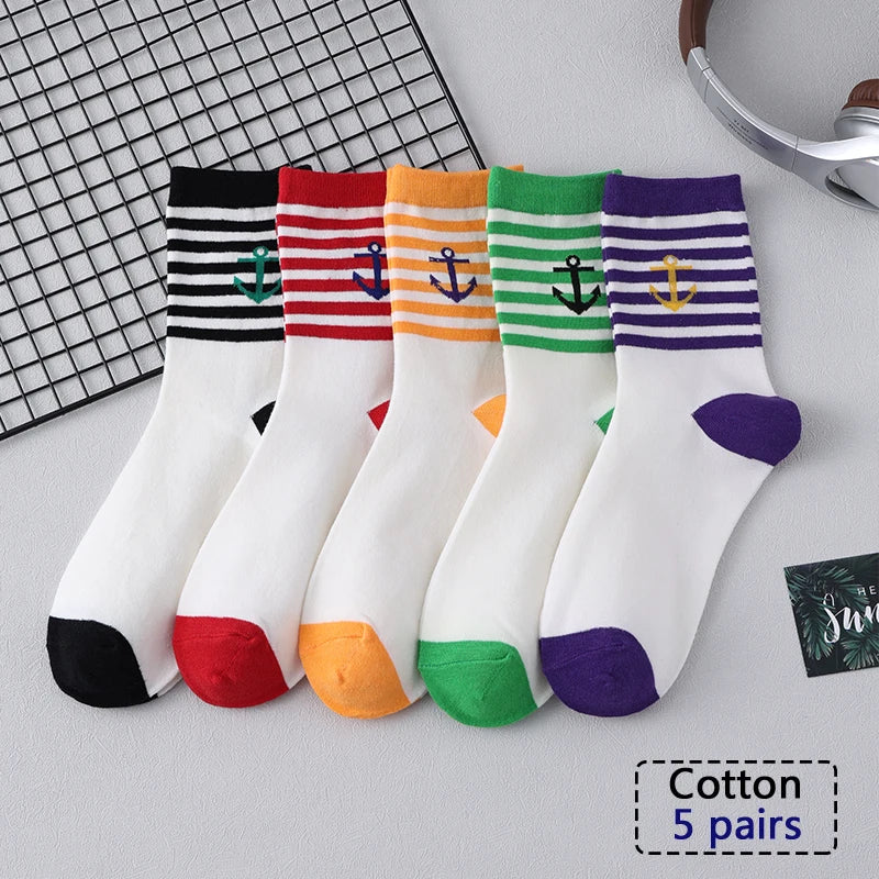 1/5/10 Pairs Comfortable Men's Women's Socks Casual Short Solid Color Spring Summer Boat Sock Fashionable Round Neck Ankle Socks