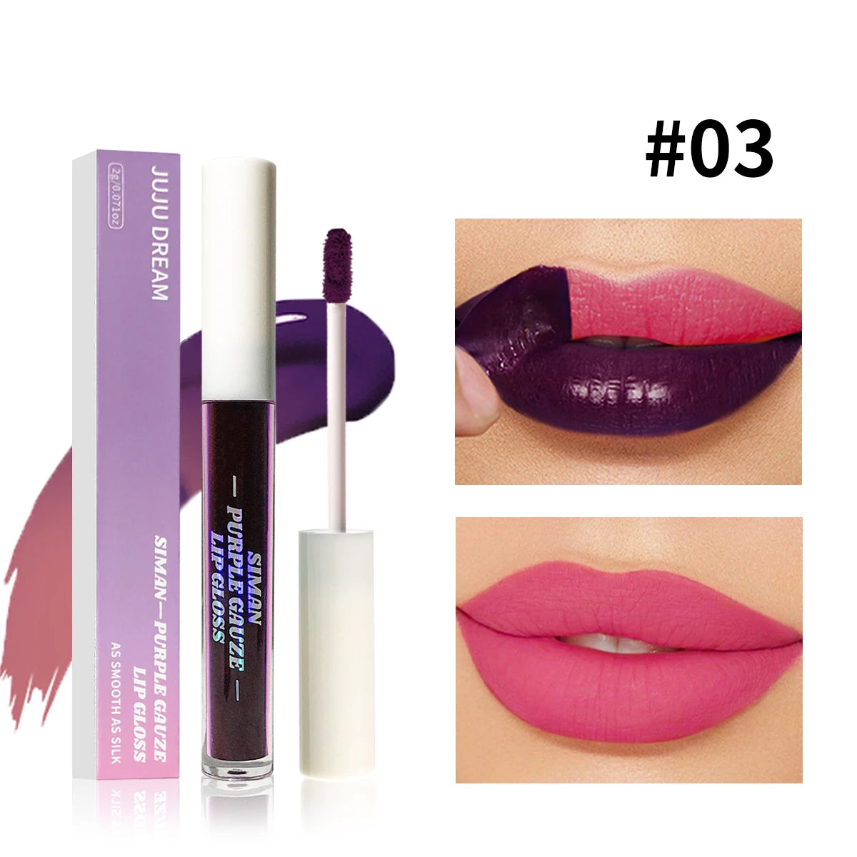 1/3 pcs peel off lip gloss, blue-purple, matte, long-lasting, waterproof, moisturizing - the Perfect gift，Halloween stage makeup