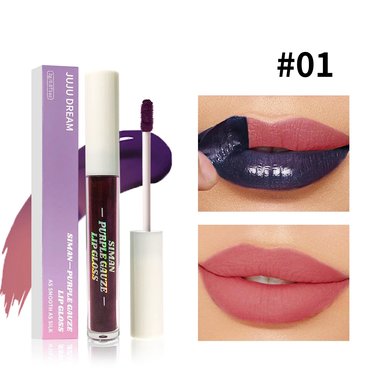 1/3 pcs peel off lip gloss, blue-purple, matte, long-lasting, waterproof, moisturizing - the Perfect gift，Halloween stage makeup