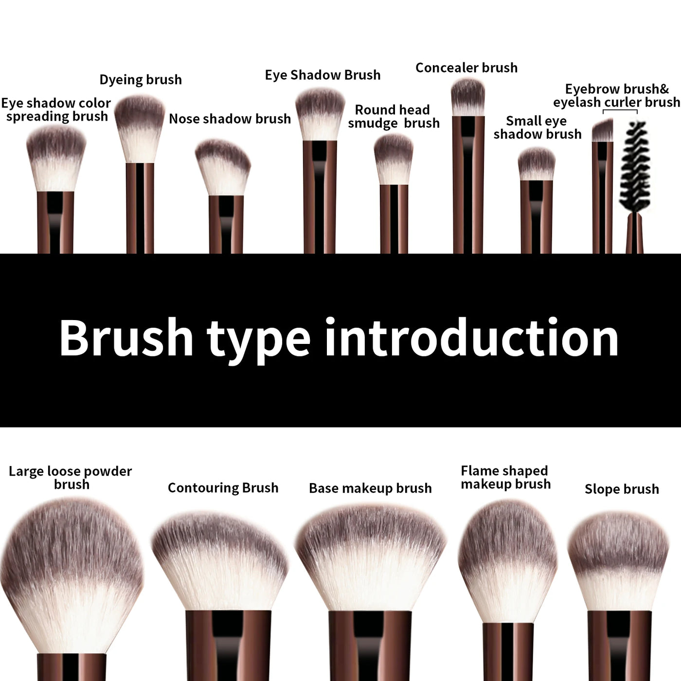 13PCS Makeup Brush Set Foundation Concealer Powder Eyeshadow Blush Brush Kabuki Blending Cosmetic Beauty Tool for Face