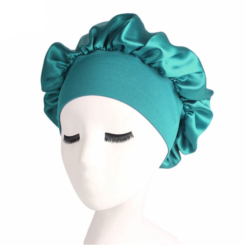 Newly Satin Night Hair Cap Women's Solid Sleeping Hat Sleep Care Bonnet Nightcap For Women Unisex Cap