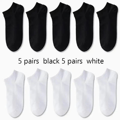 1/5/10 Pairs Comfortable Men's Women's Socks Casual Short Solid Color Spring Summer Boat Sock Fashionable Round Neck Ankle Socks