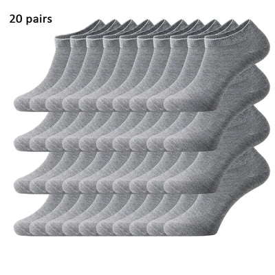 1/5/10 Pairs Comfortable Men's Women's Socks Casual Short Solid Color Spring Summer Boat Sock Fashionable Round Neck Ankle Socks