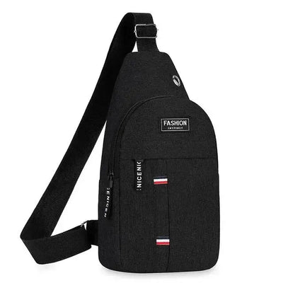 Men's Functional Chest Bag, Suitable for Business Trips and Travel, Single Shoulder Bag, Single-Layer Pocket, Nylon Material